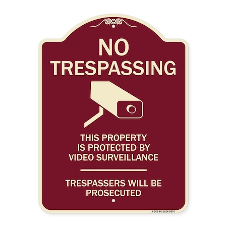 Signmission Designer Series-This Property Is Protected By Video Surveillance, 24" H, BU-1824-9876 A-DES-BU-1824-9876